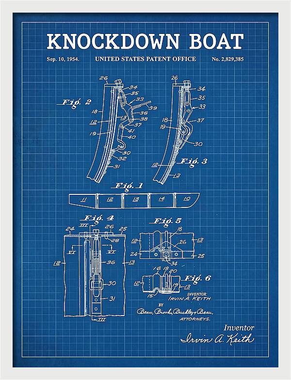 Knockdown Boat Blueprint Patent Us2829385a