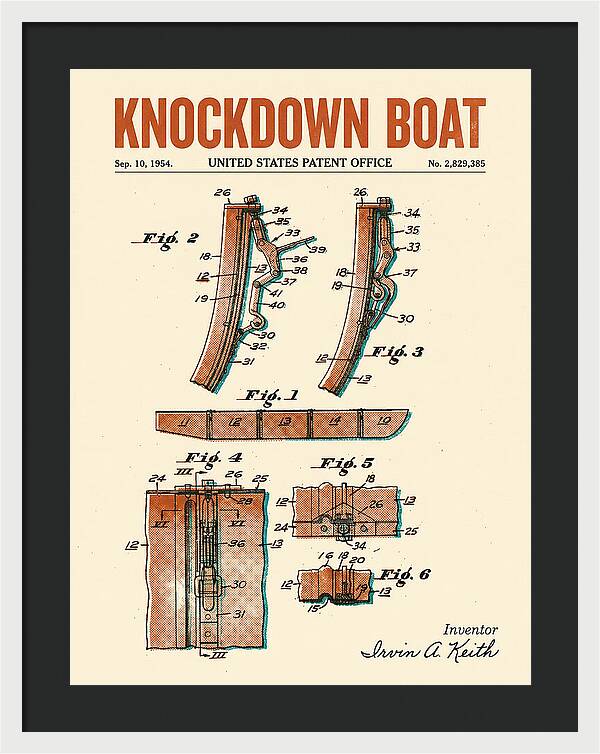 Knockdown Boat Retro Patent Us2829385a