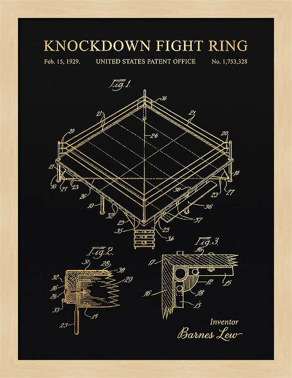 Knockdown Fight Ring Gold Patent Us1753328a