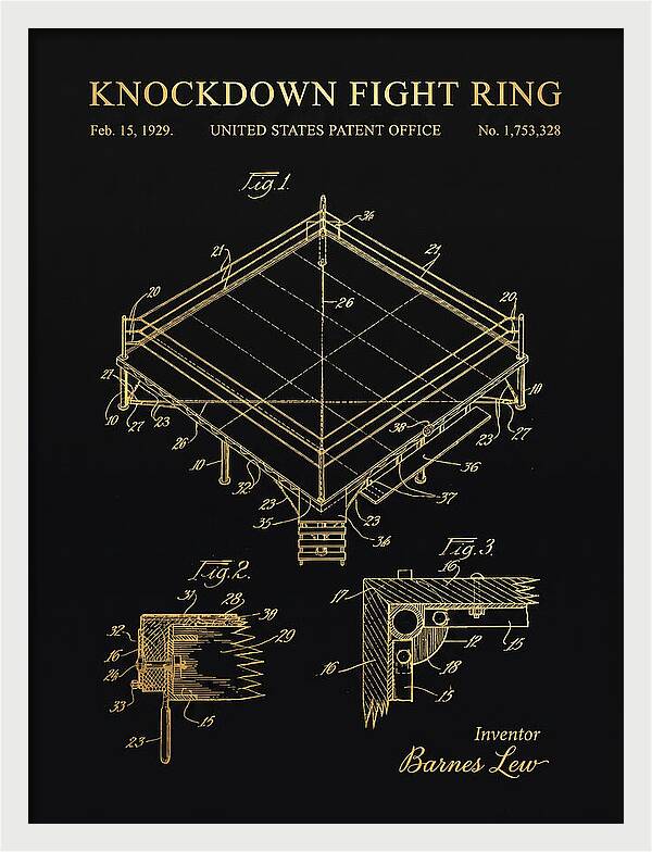 Knockdown Fight Ring Gold Patent Us1753328a