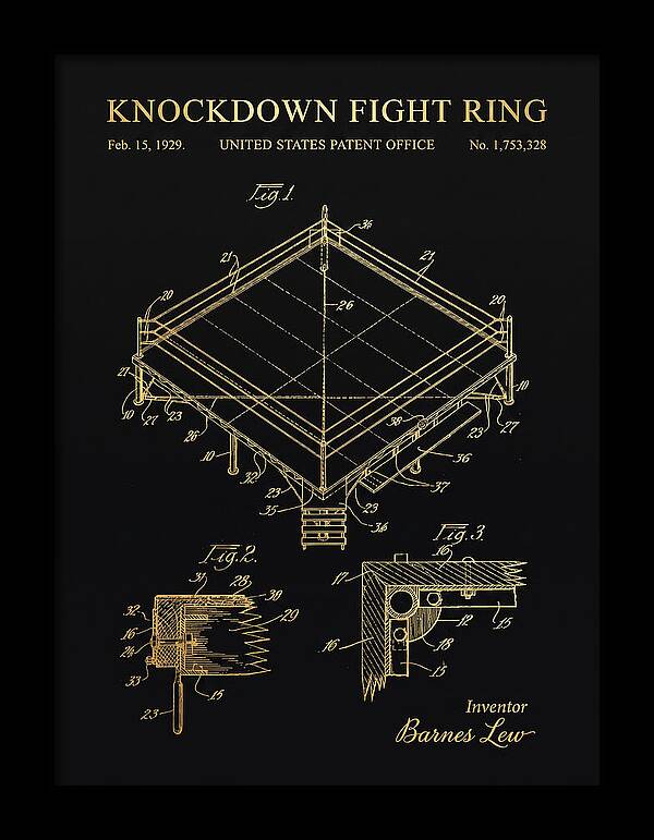 Knockdown Fight Ring Gold Patent Us1753328a