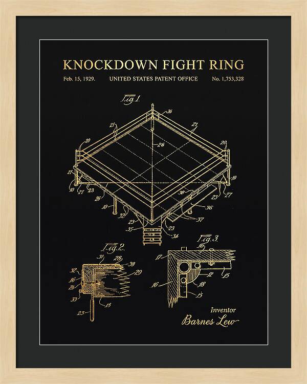 Knockdown Fight Ring Gold Patent Us1753328a