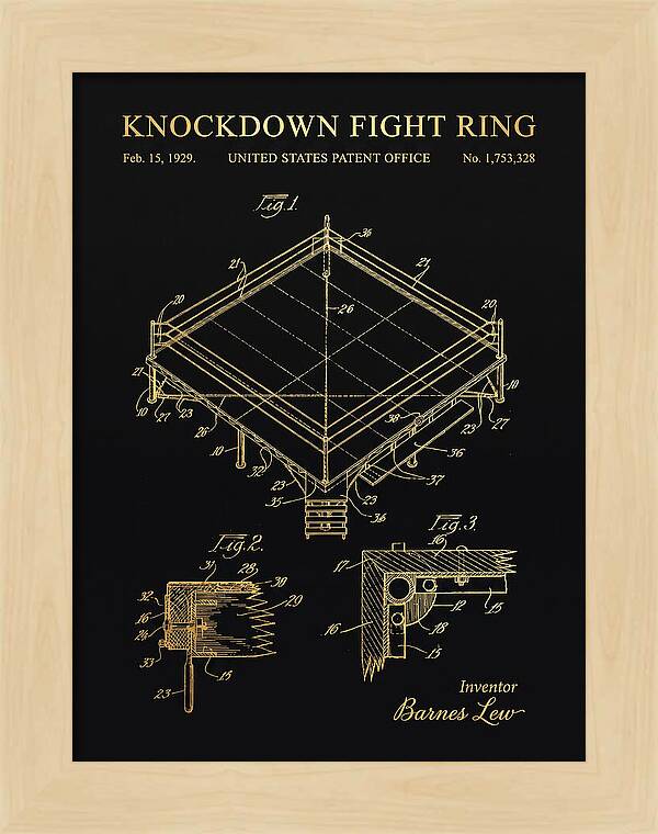 Knockdown Fight Ring Gold Patent Us1753328a