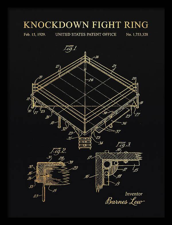Knockdown Fight Ring Gold Patent Us1753328a