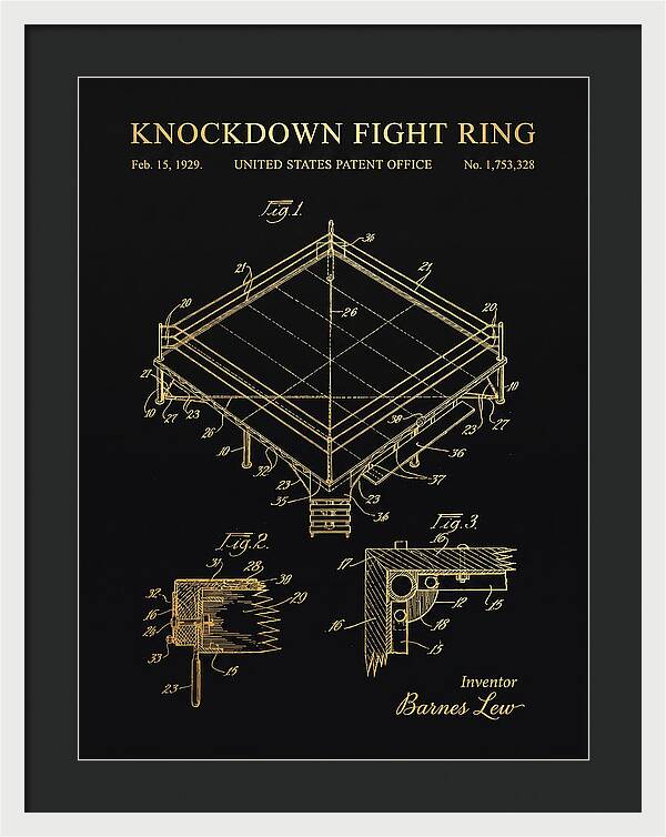 Knockdown Fight Ring Gold Patent Us1753328a