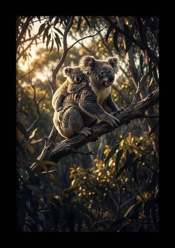 Koala Mother With Joey