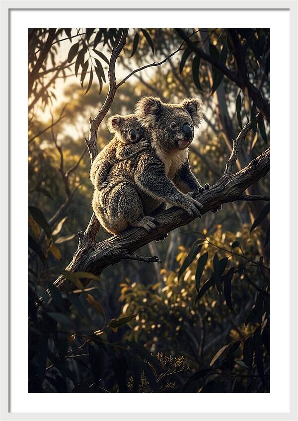 Koala Mother With Joey