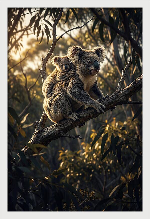 Koala Mother With Joey