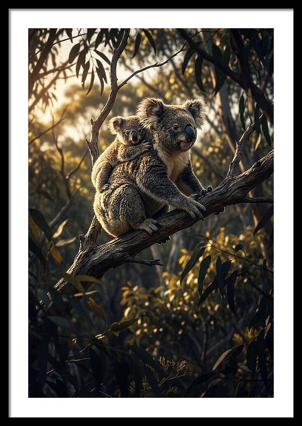 Koala Mother With Joey