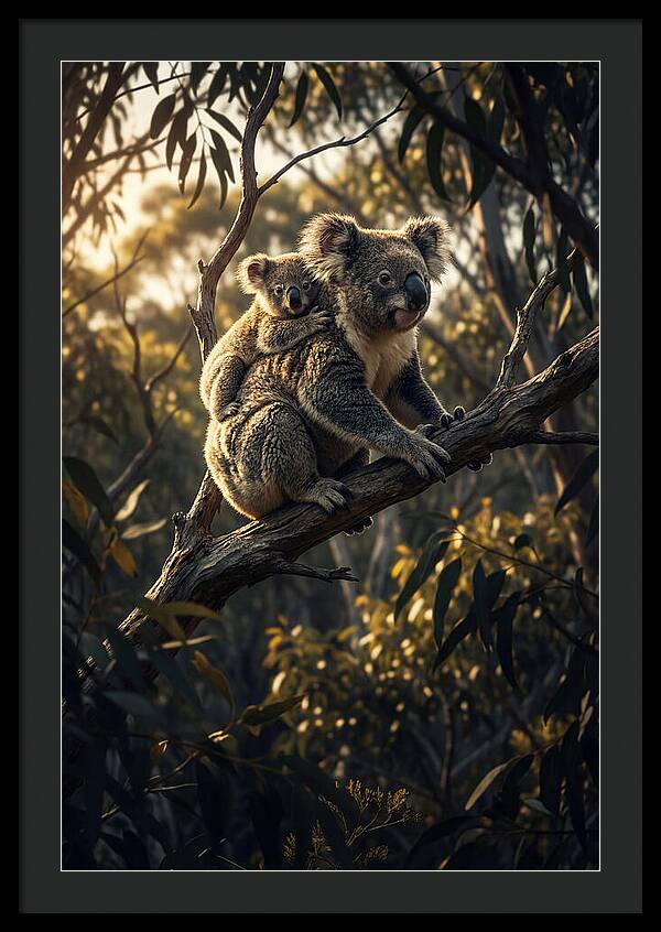 Koala Mother With Joey