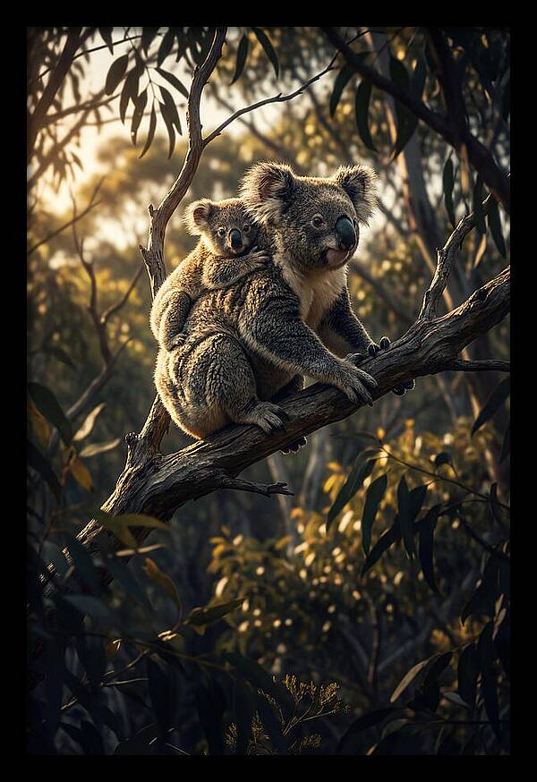 Koala Mother With Joey