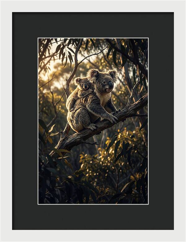 Koala Mother With Joey