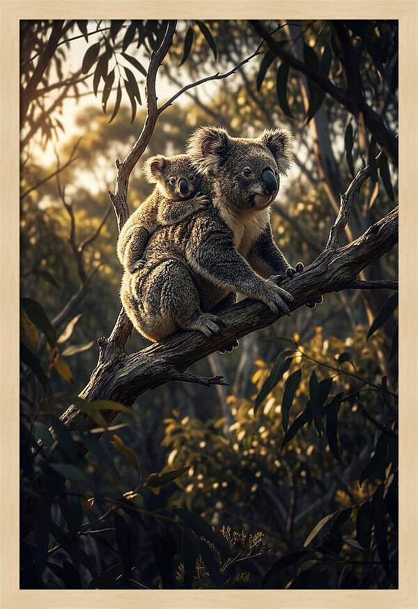 Koala Mother With Joey