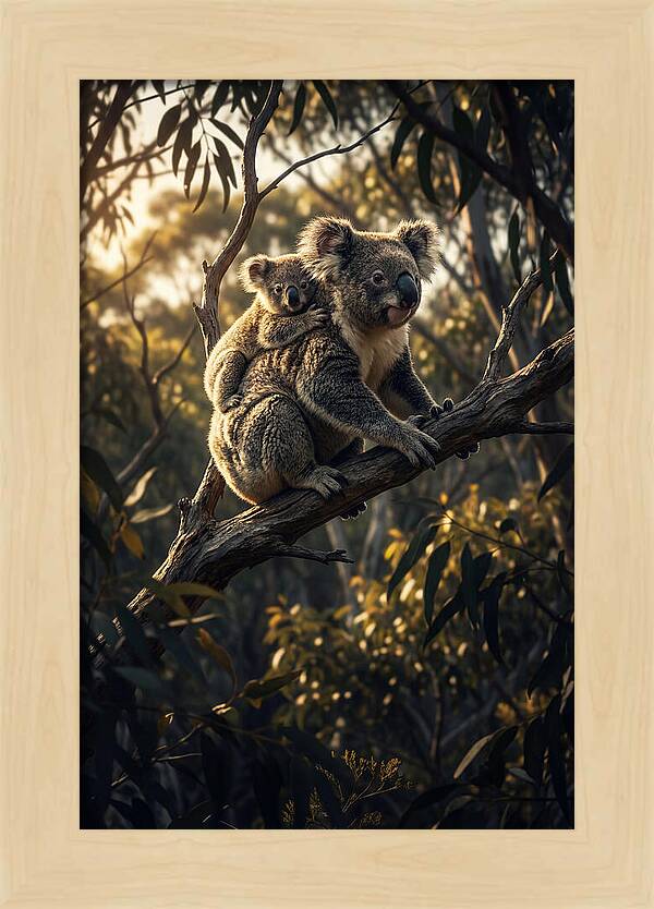 Koala Mother With Joey