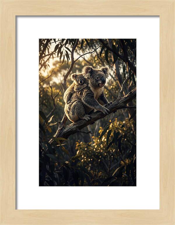 Koala Mother With Joey