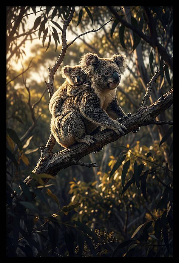 Koala Mother With Joey