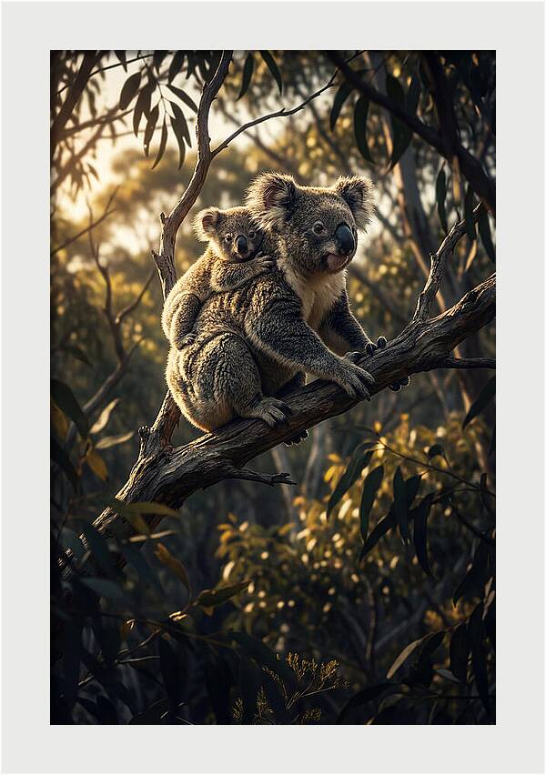 Koala Mother With Joey