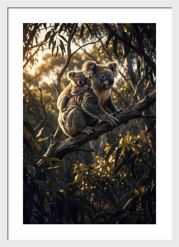 Koala Mother With Joey