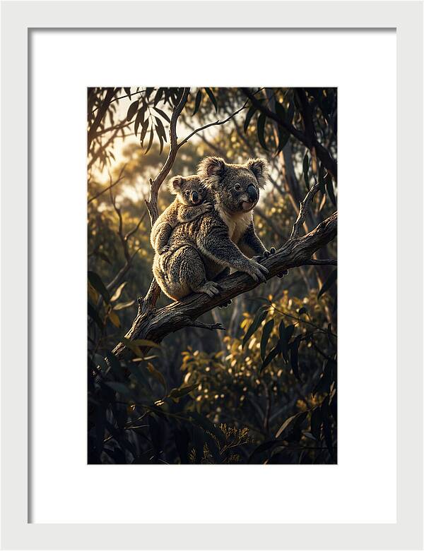 Koala Mother With Joey