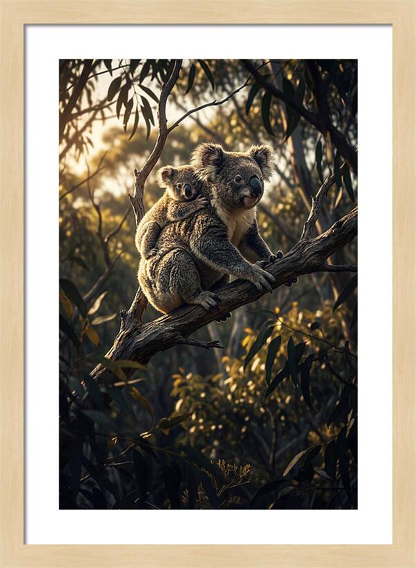 Koala Mother With Joey