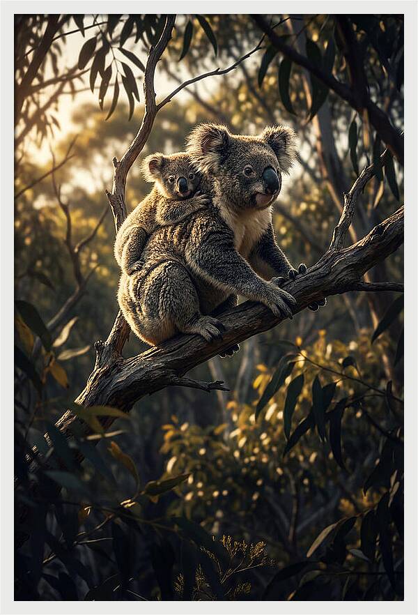 Koala Mother With Joey