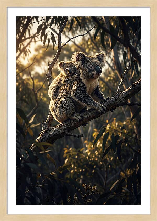Koala Mother With Joey