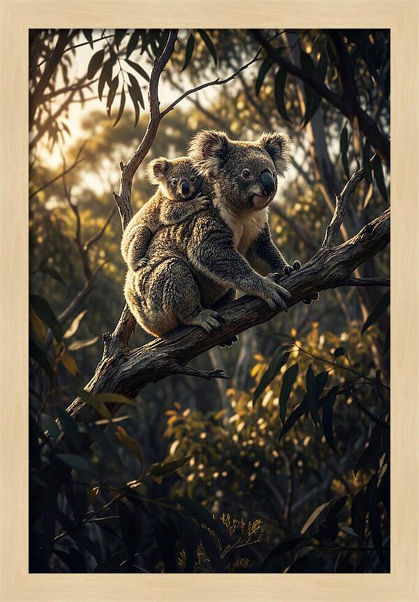 Koala Mother With Joey