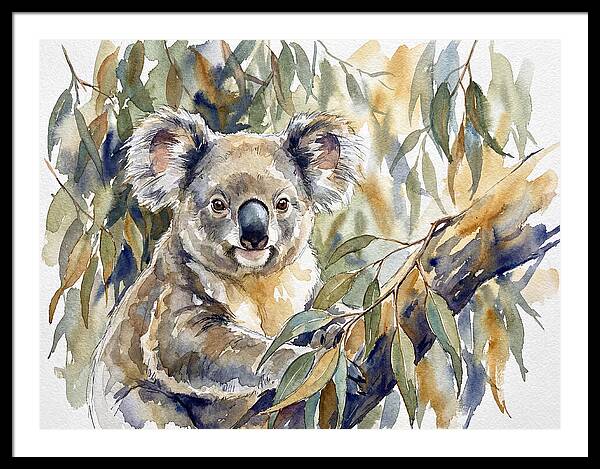 Koala Nestled In Eucalyptus