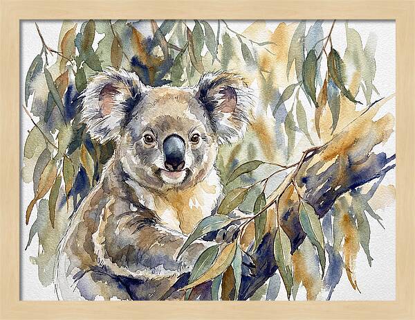 Koala Nestled In Eucalyptus