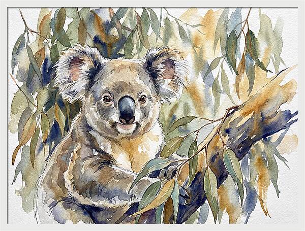 Koala Nestled In Eucalyptus