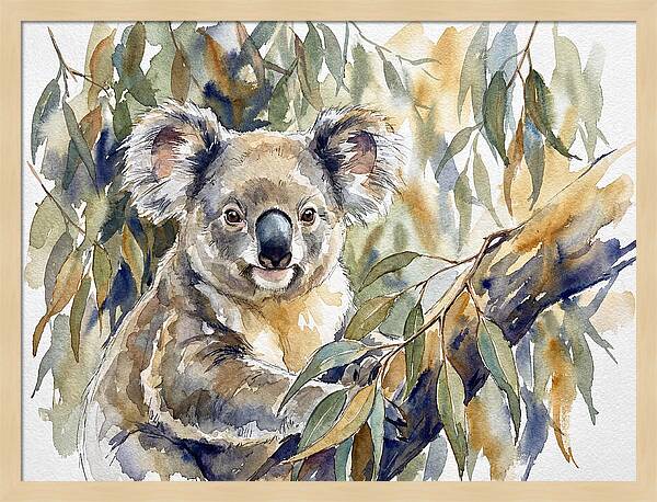 Koala Nestled In Eucalyptus