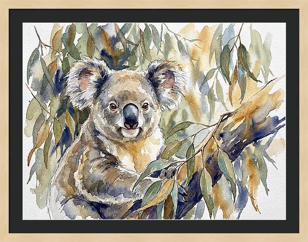 Koala Nestled In Eucalyptus