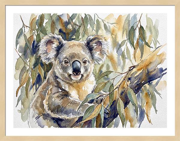 Koala Nestled In Eucalyptus