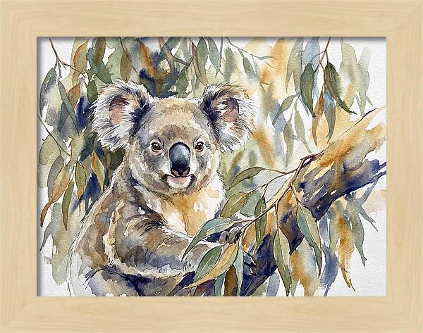 Koala Nestled In Eucalyptus