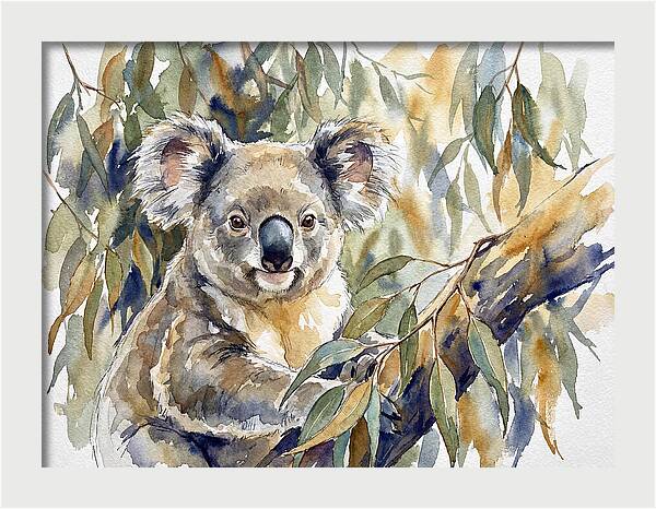 Koala Nestled In Eucalyptus