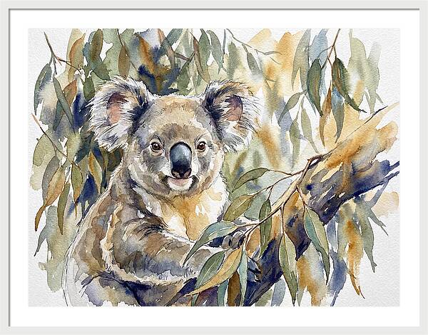 Koala Nestled In Eucalyptus