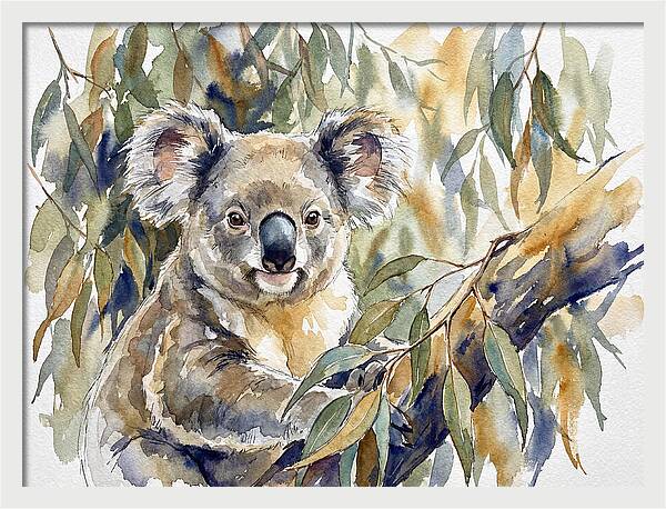 Koala Nestled In Eucalyptus