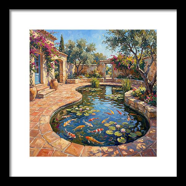 Koi Pond In A Mediterranean Garden