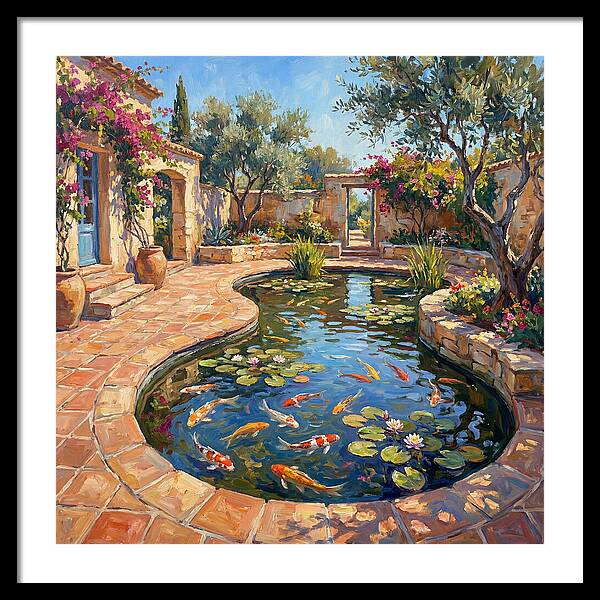Koi Pond In A Mediterranean Garden