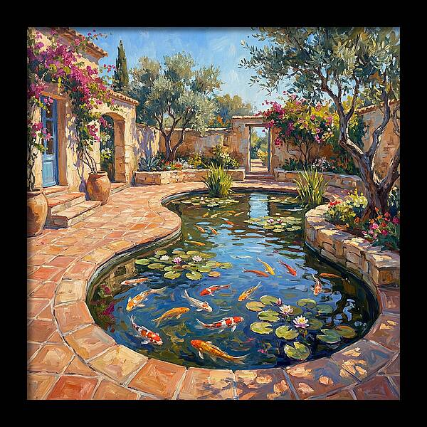 Koi Pond In A Mediterranean Garden