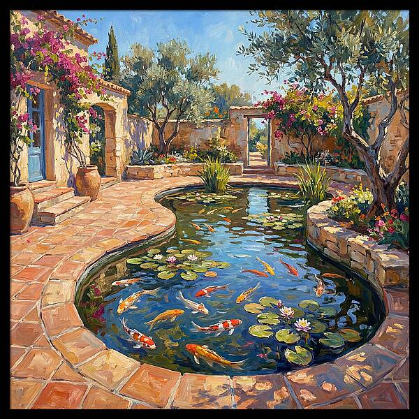 Koi Pond In A Mediterranean Garden