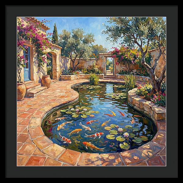 Koi Pond In A Mediterranean Garden