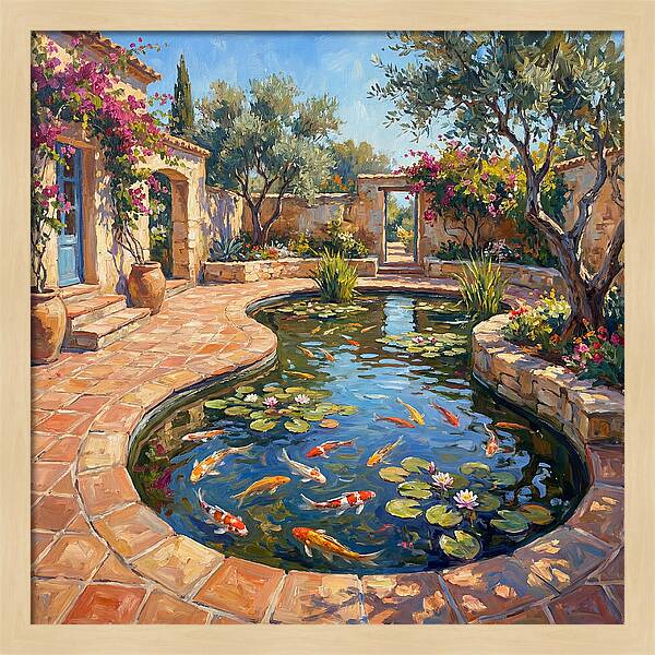 Koi Pond In A Mediterranean Garden