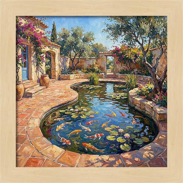 Koi Pond In A Mediterranean Garden