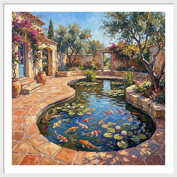 Koi Pond In A Mediterranean Garden