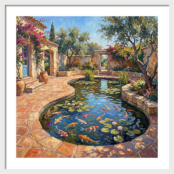 Koi Pond In A Mediterranean Garden
