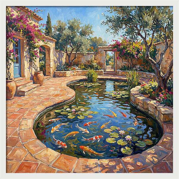 Koi Pond In A Mediterranean Garden