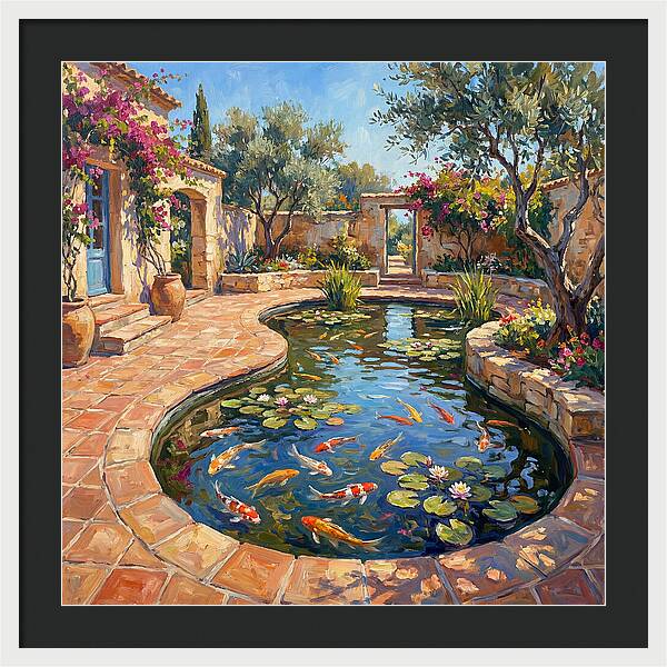 Koi Pond In A Mediterranean Garden
