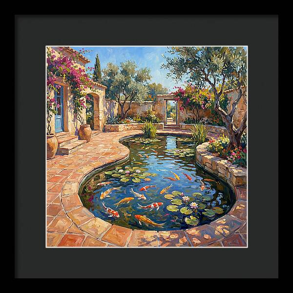 Koi Pond In A Mediterranean Garden