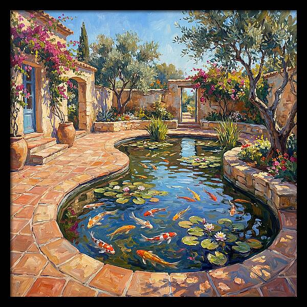 Koi Pond In A Mediterranean Garden